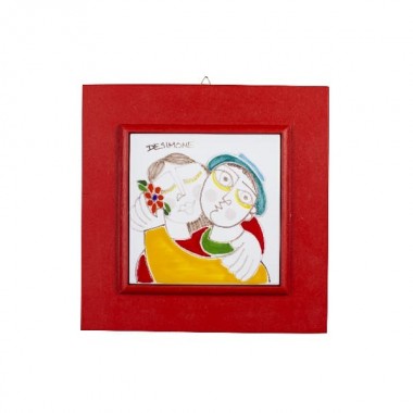 Piastrella con cornice rossa fidanzati PI297CL ceramiche de simone Piastrella con cornice rossa fidanzati PI297CL ceramiche de simone
